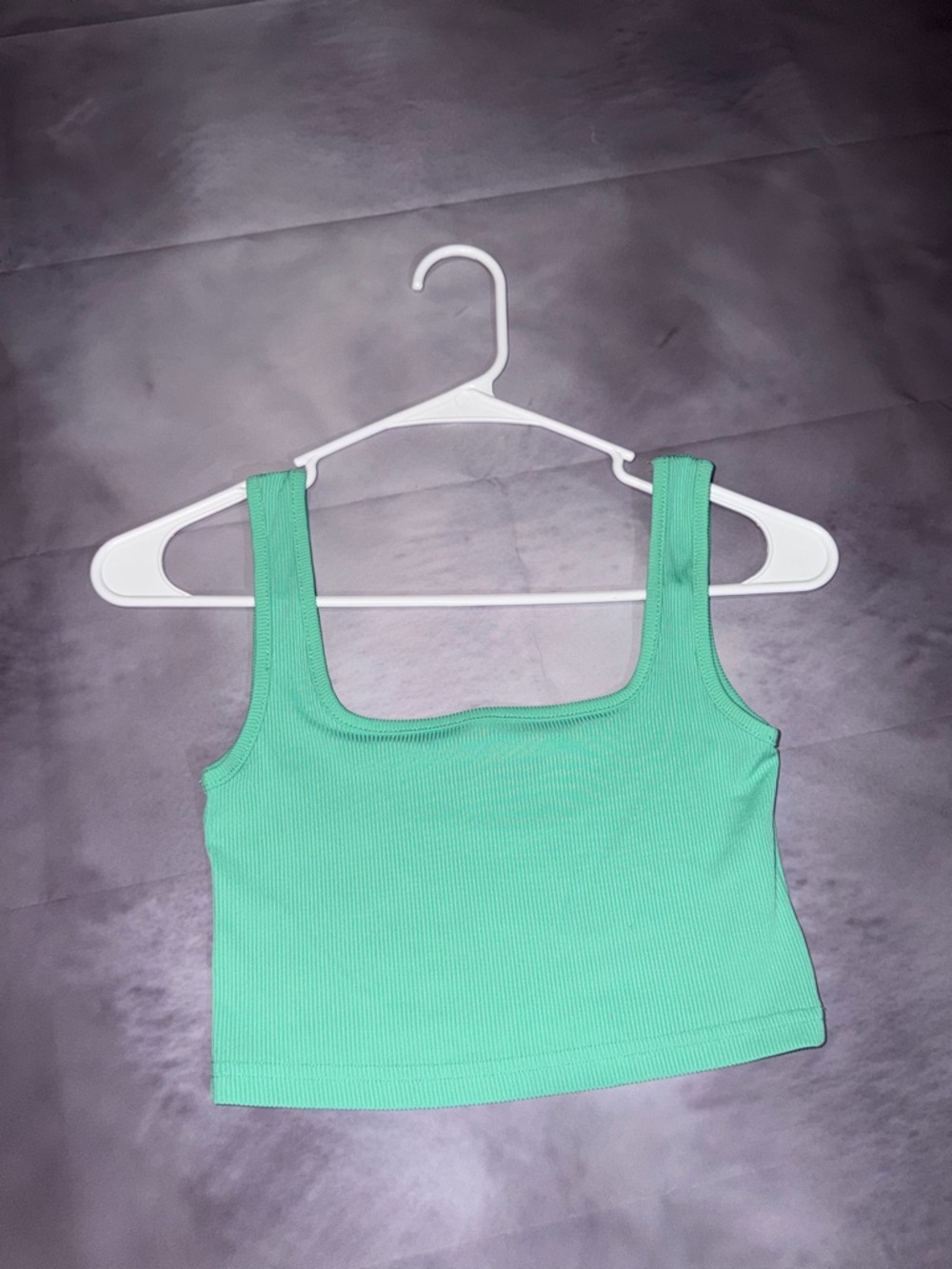 SHEIN Mint Ribbed Square Neck Crop Tank